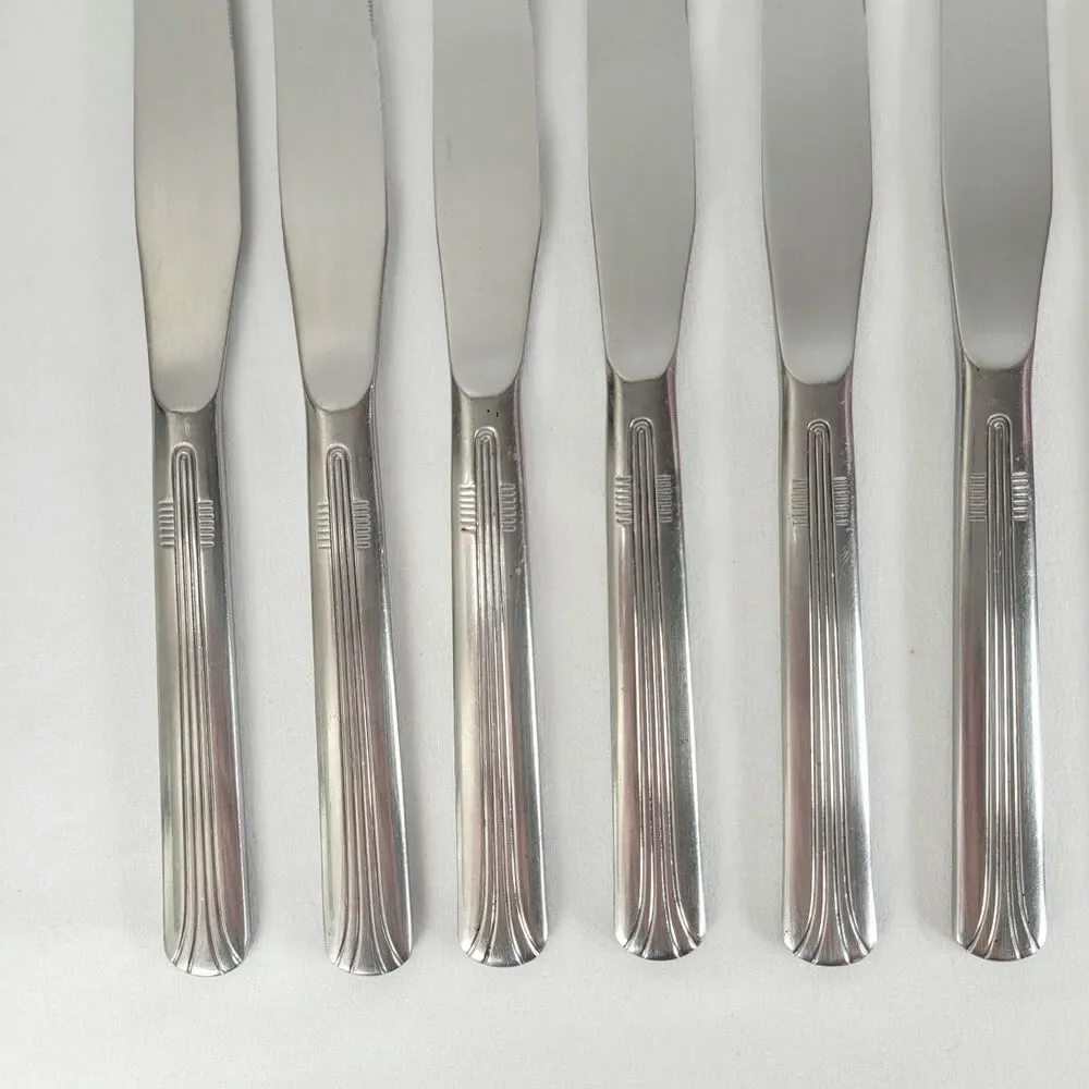 International Silco Empire Stainless Flatware Knife Set 10 Dinner Knives USA 8.5